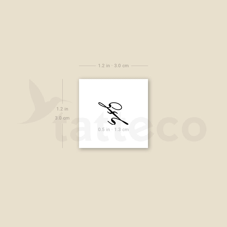 Letter Z Script Temporary Tattoo - Set of 3
