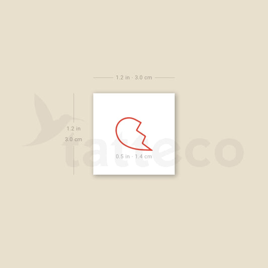 Matching Red Broken Heart Outline Temporary Tattoo