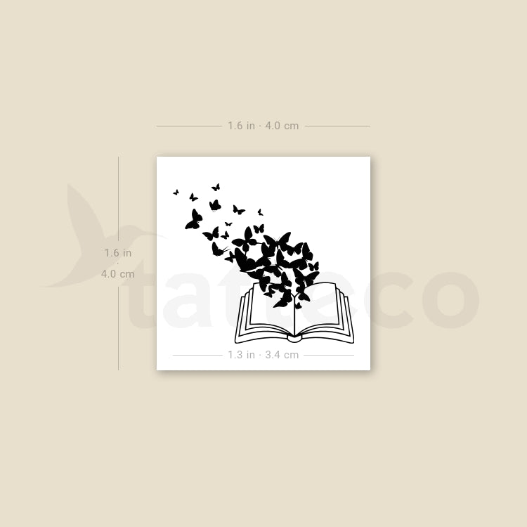 Tatuaje temporal de libro de mariposas - Juego de 3