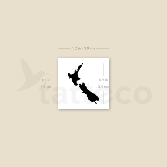 New Zealand Map Temporary Tattoo - Set of 3