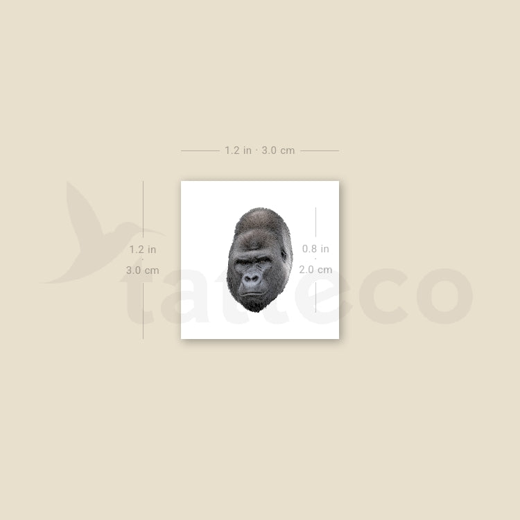 Gorilla Portrait Temporary Tattoo - Set of 3