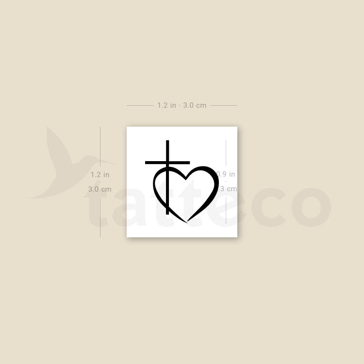 Cross Heart Temporary Tattoo - Set of 3
