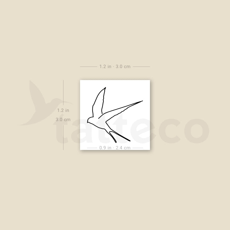 Continuous Line Swallow Temporary Tattoo - Set of 3
