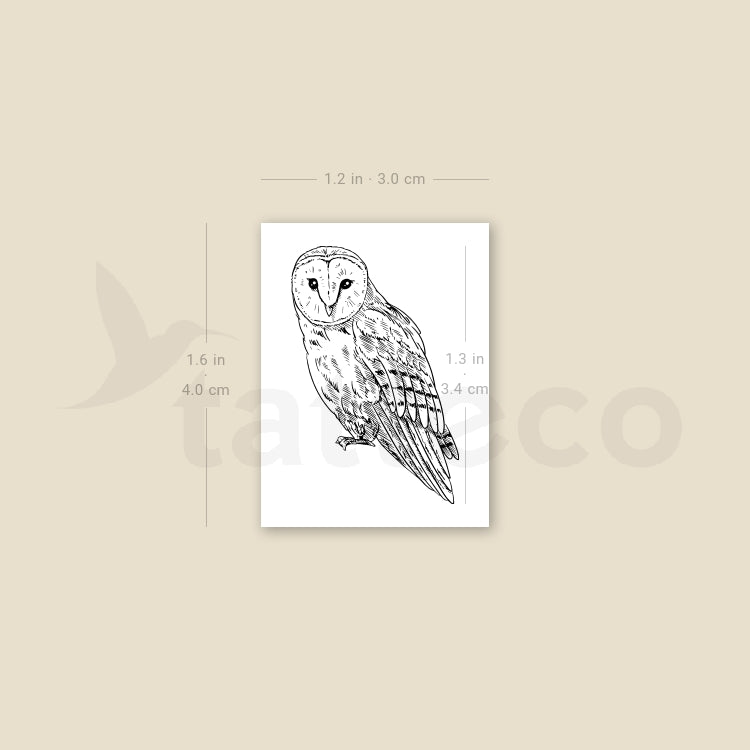 Barn Owl Temporary Tattoo - Set of 3