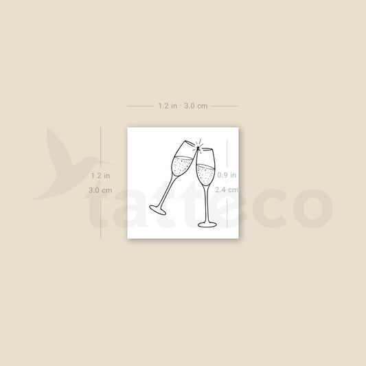 Champagne Glasses Temporary Tattoo - Set of 3