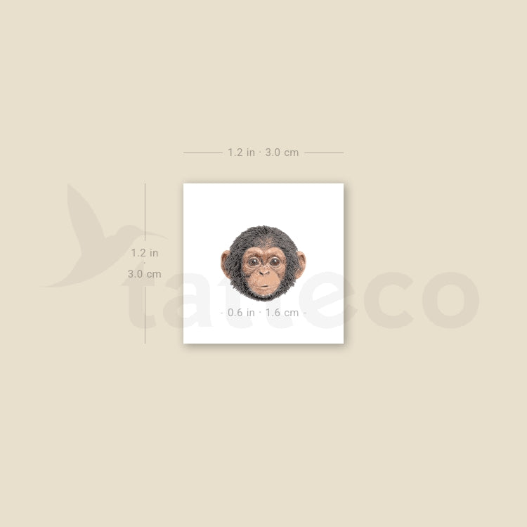 Chimpanzee Portrait Temporary Tattoo - Set of 3
