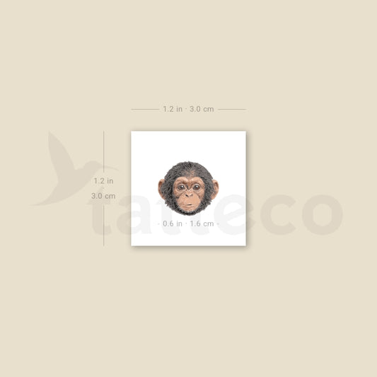 Chimpanzee Portrait Temporary Tattoo - Set of 3