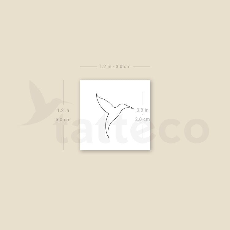 Tatuaje temporal de colibrí de línea fina pequeña (juego de 3)