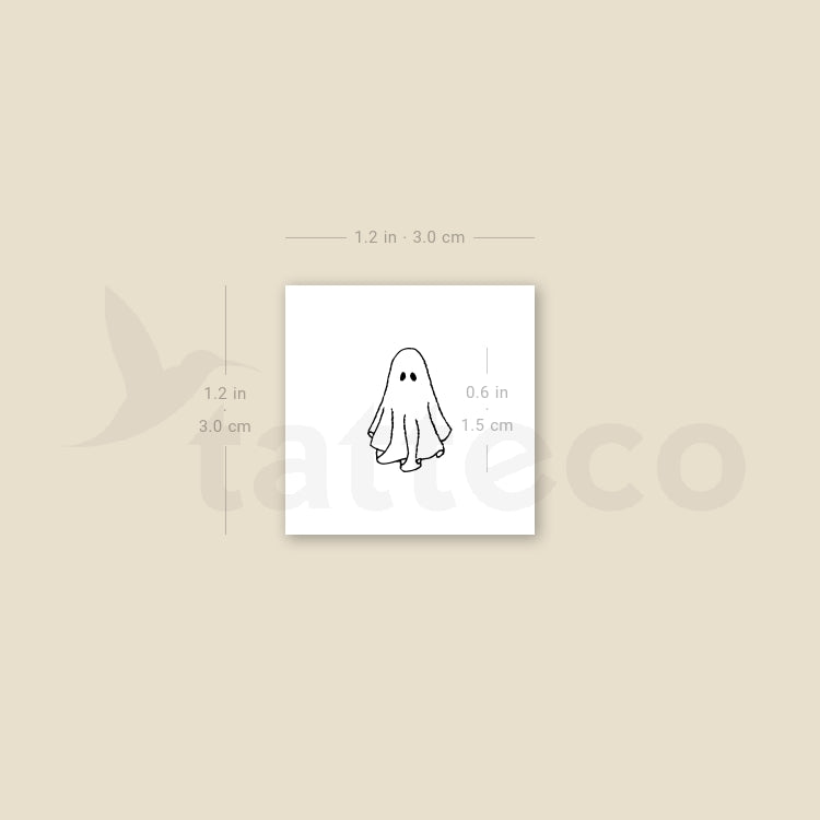 Small Fine Line Ghost Temporary Tattoo - Set of 3