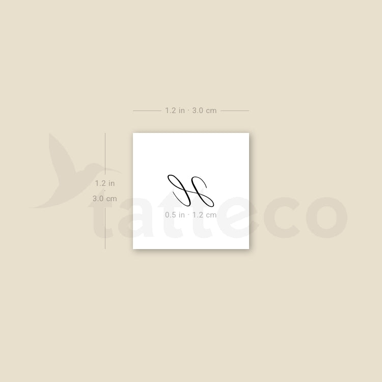 Letter H Script Temporary Tattoo - Set of 3