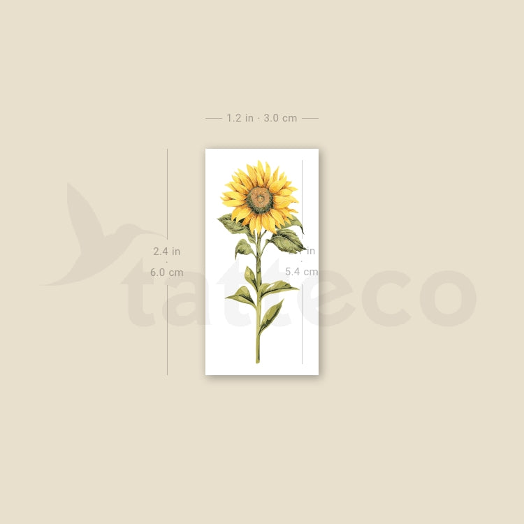 Watercolor Sunflower Temporary Tattoo - Set of 3