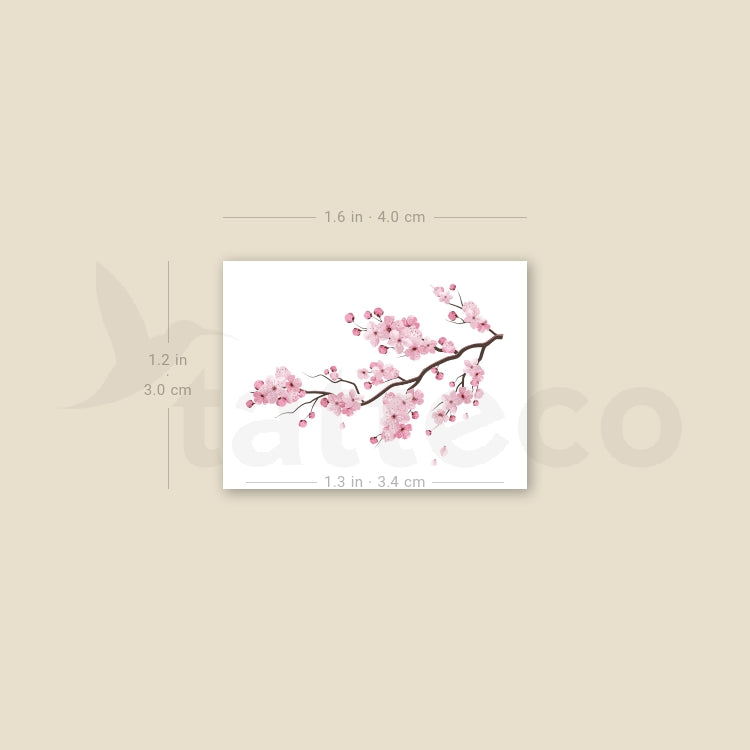 Cherry Blossom Branch Temporary Tattoo - Set of 3