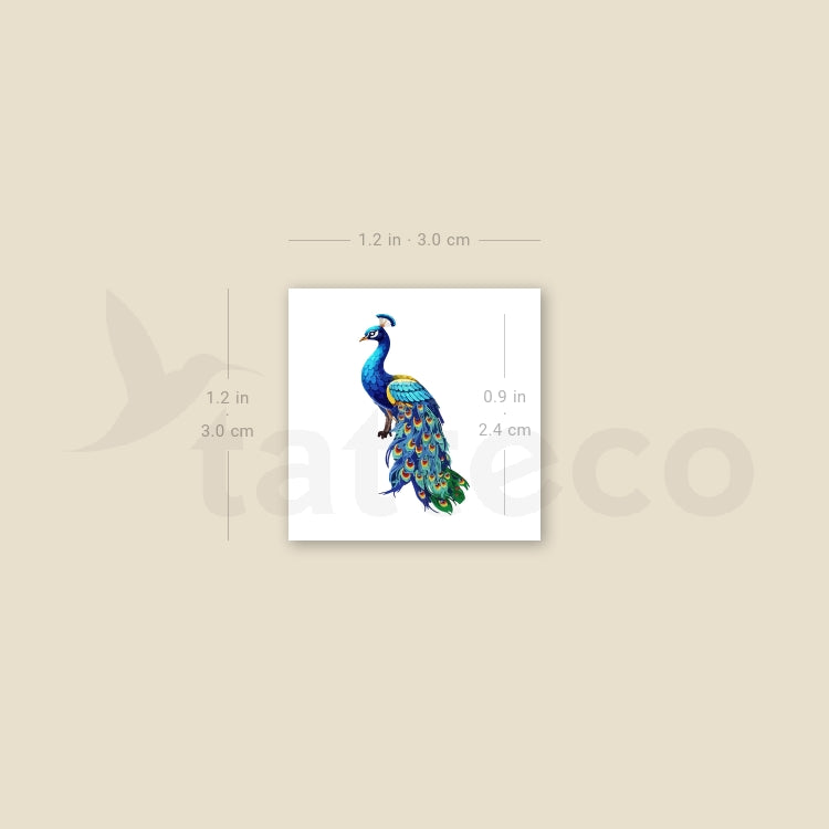 Small Peacock Temporary Tattoo - Set of 3