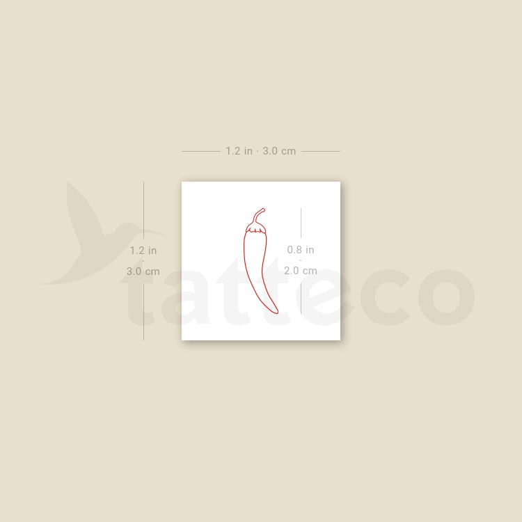 Tatuaje temporal de chile rojo - Juego de 3