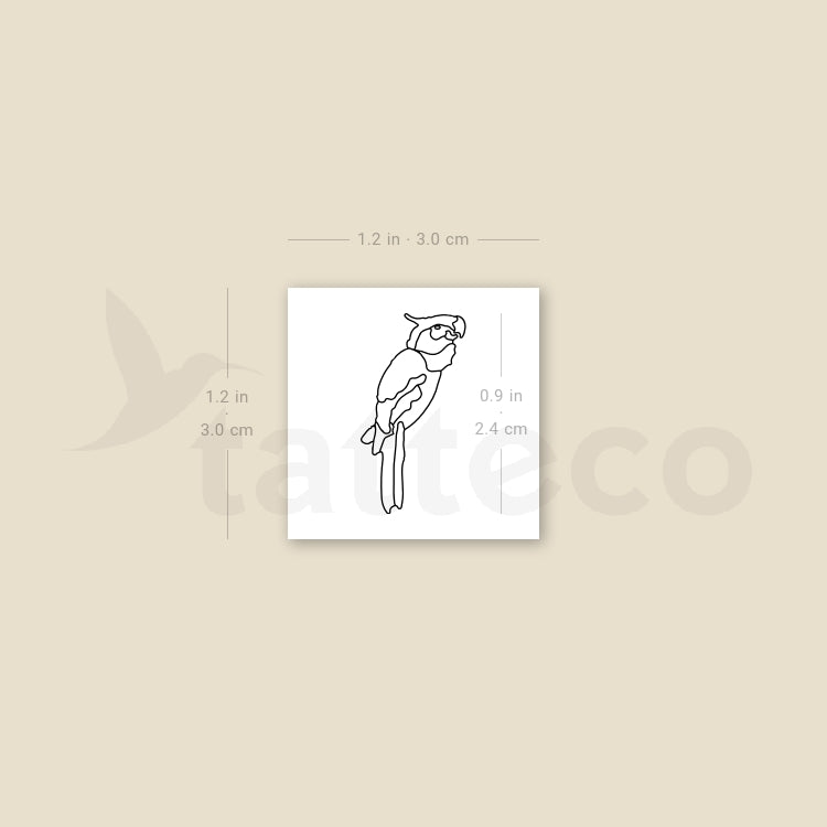 Fine Line Parrot Temporary Tattoo - Set of 3