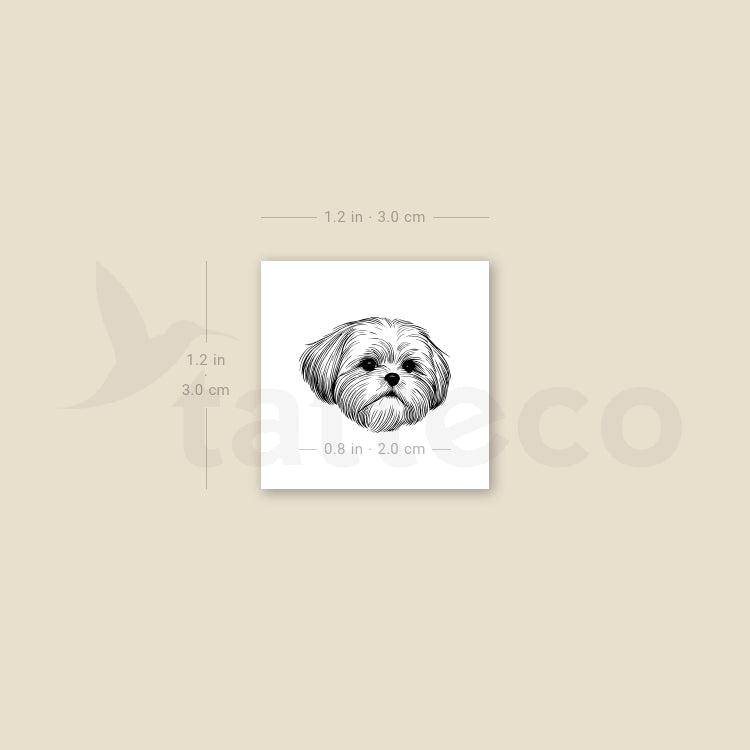 Fine Line Shih Tzu Portrait Temporary Tattoo - Set of 3