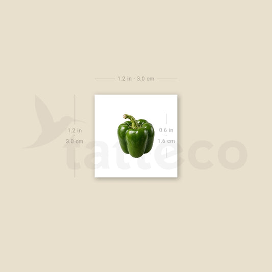 Green Bell Pepper Temporary Tattoo - Set of 3