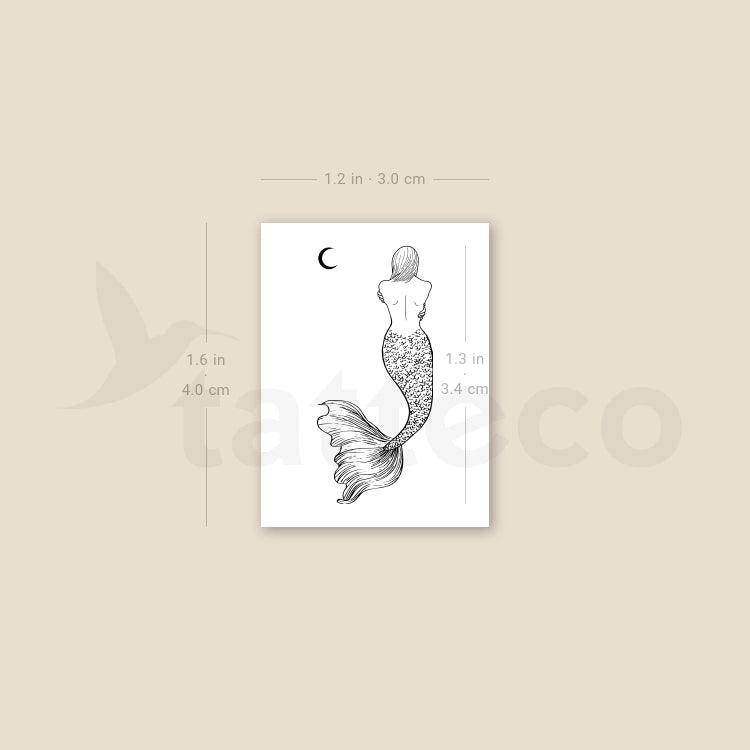 Mermaid And Moon Temporary Tattoo - Set of 3