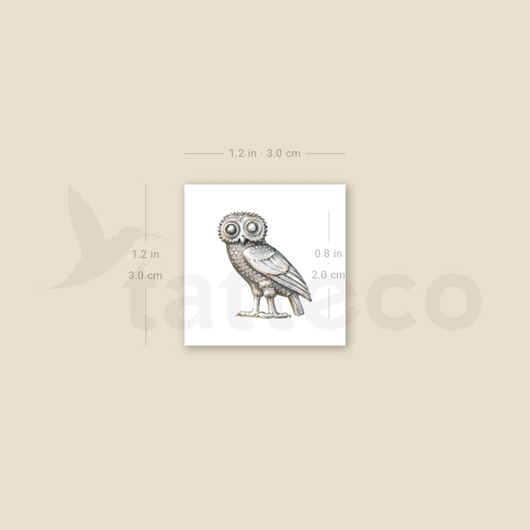 Owl Of Athena Temporary Tattoo - Set of 3