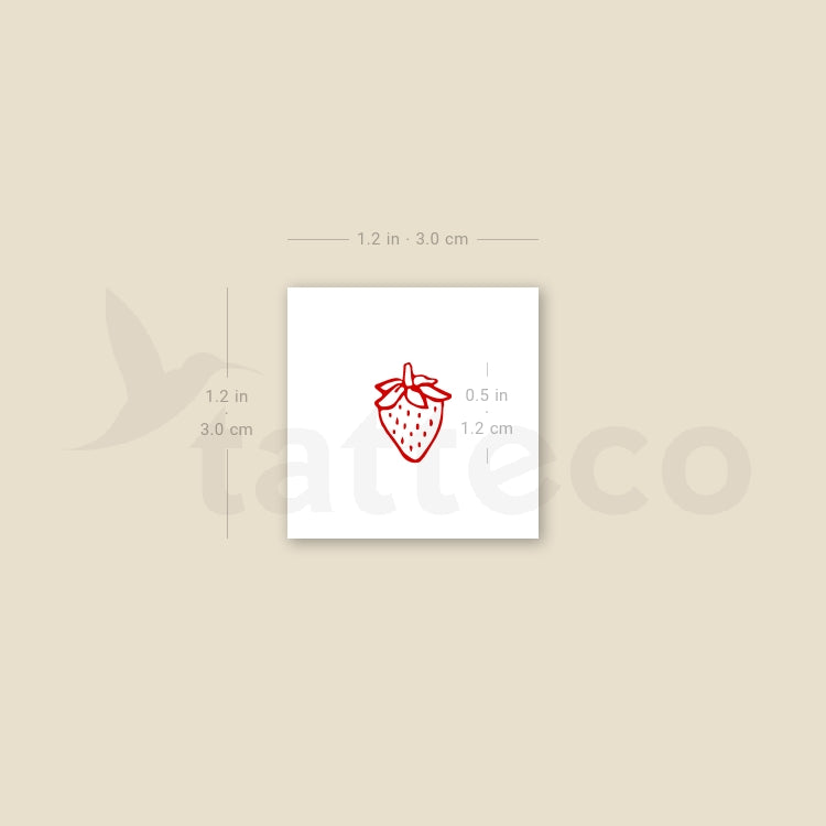 Tiny Red Strawberry Temporary Tattoo - Set of 3