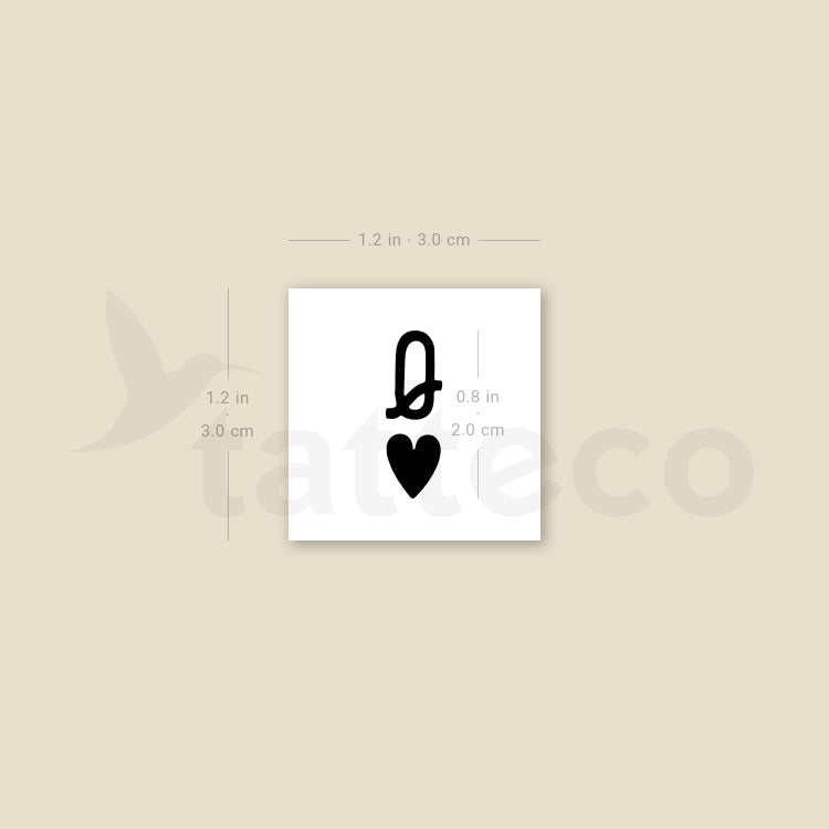 Black Queen Of Hearts Temporary Tattoo - Set of 3