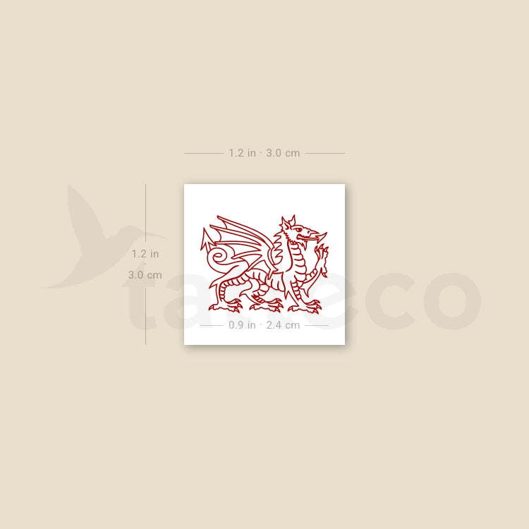Red Welsh Dragon Temporary Tattoo - Set of 3