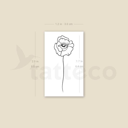 Line Art Poppy Temporary Tattoo - Set of 3