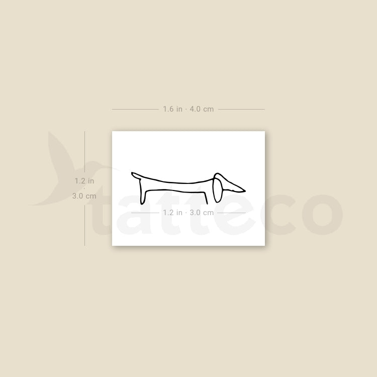 Fine Line Dachshund Temporary Tattoo - Set of 3