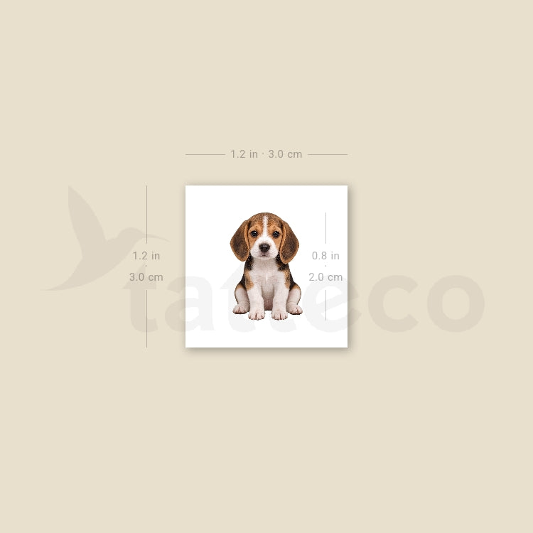 Seated Beagle Puppy Temporary Tattoo - Set of 3