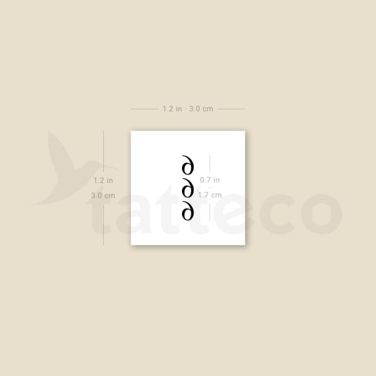 Tatuaje temporal vertical pequeño 666 - Juego de 3