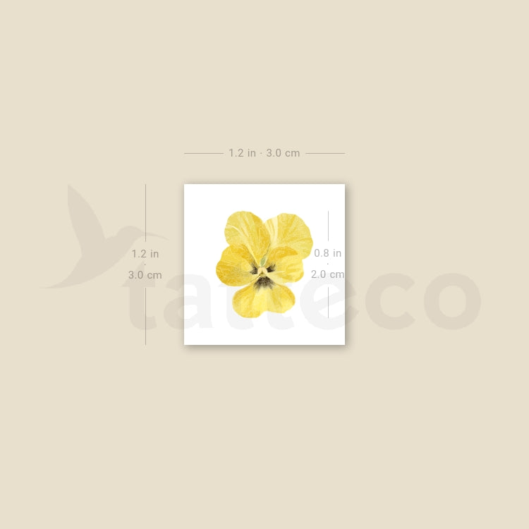 Yellow Pansy Temporary Tattoo - Set of 3