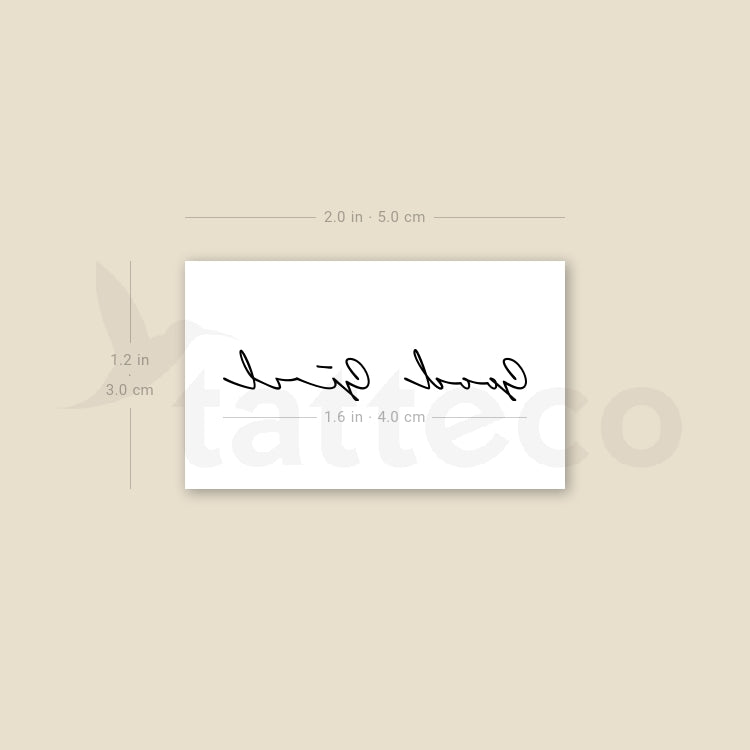 Tatuaje temporal de chica buena con fuente manuscrita - Juego de 3