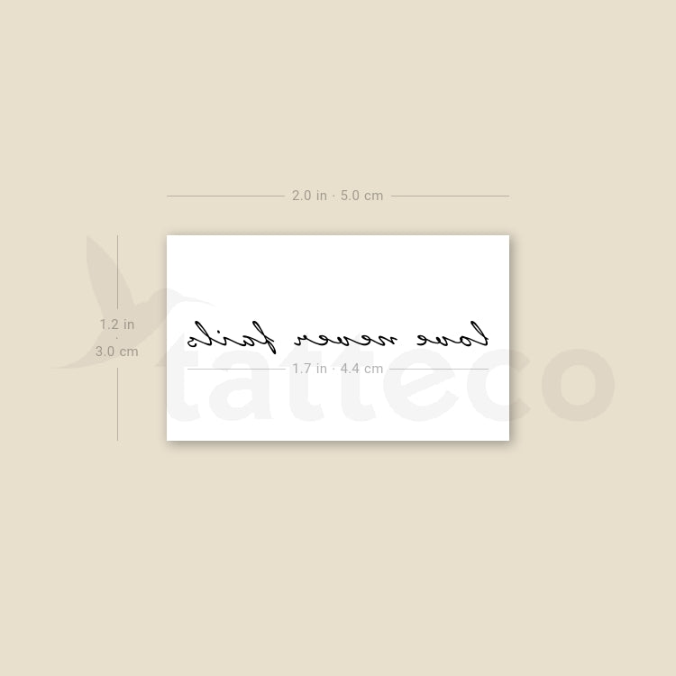 Tatuaje temporal "El amor nunca falla" - Juego de 3