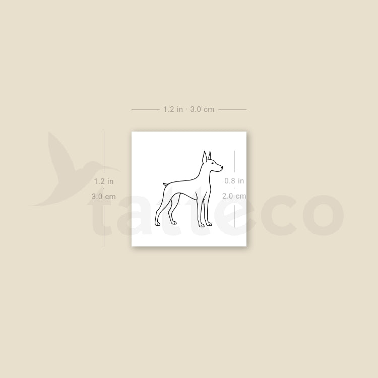 Fine Line Doberman Temporary Tattoo - Set of 3