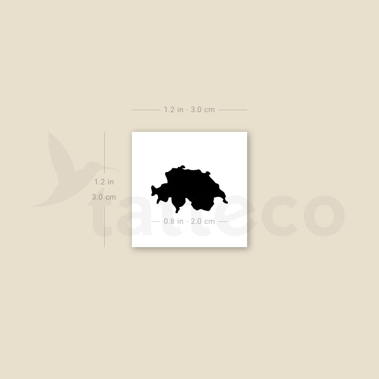 Small Switzerland Map Temporary Tattoo - Set of 3