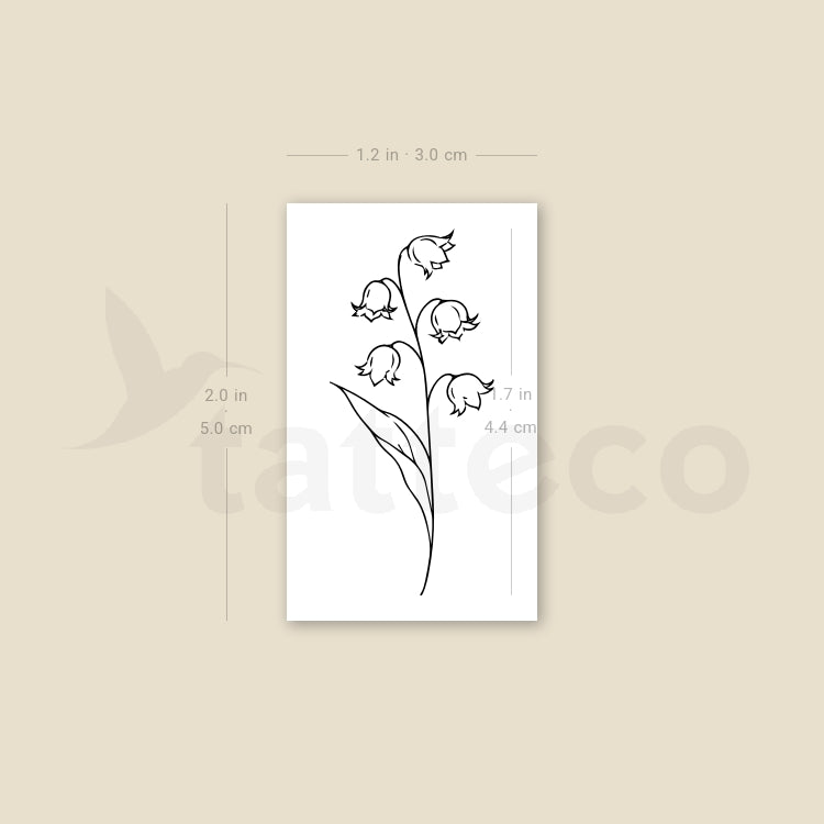 Fine Line Lily Of The Valley Temporary Tattoo - Set of 3