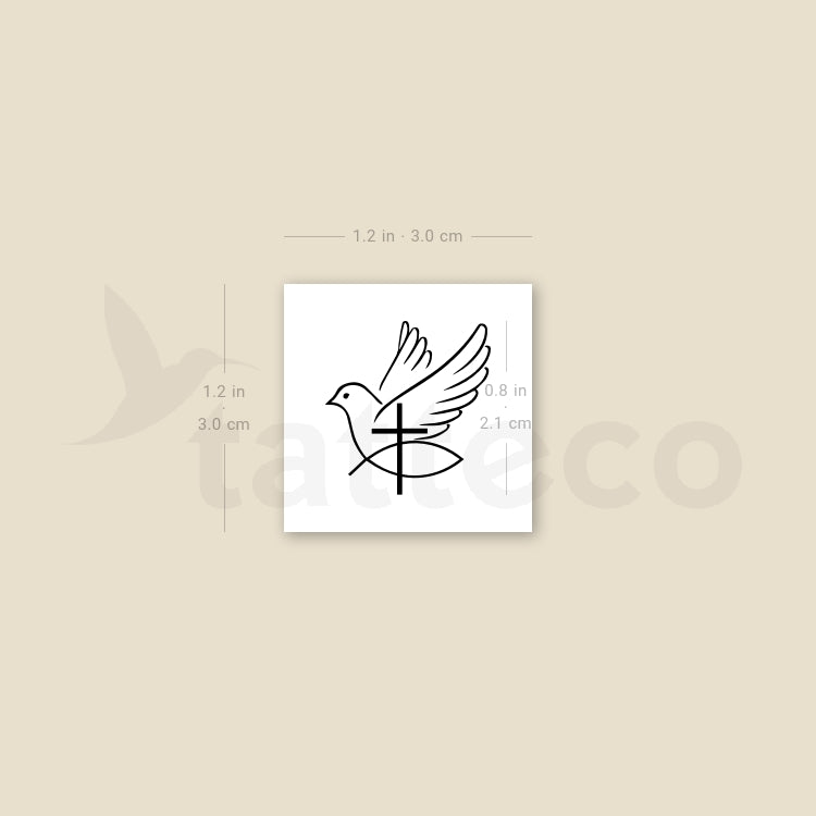 Cross Dove Jesus Fish Temporary Tattoo - Set of 3