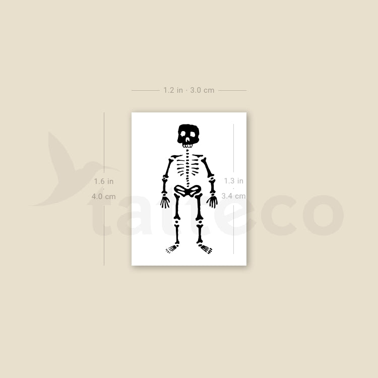 Tatuaje temporal de esqueleto - Juego de 3