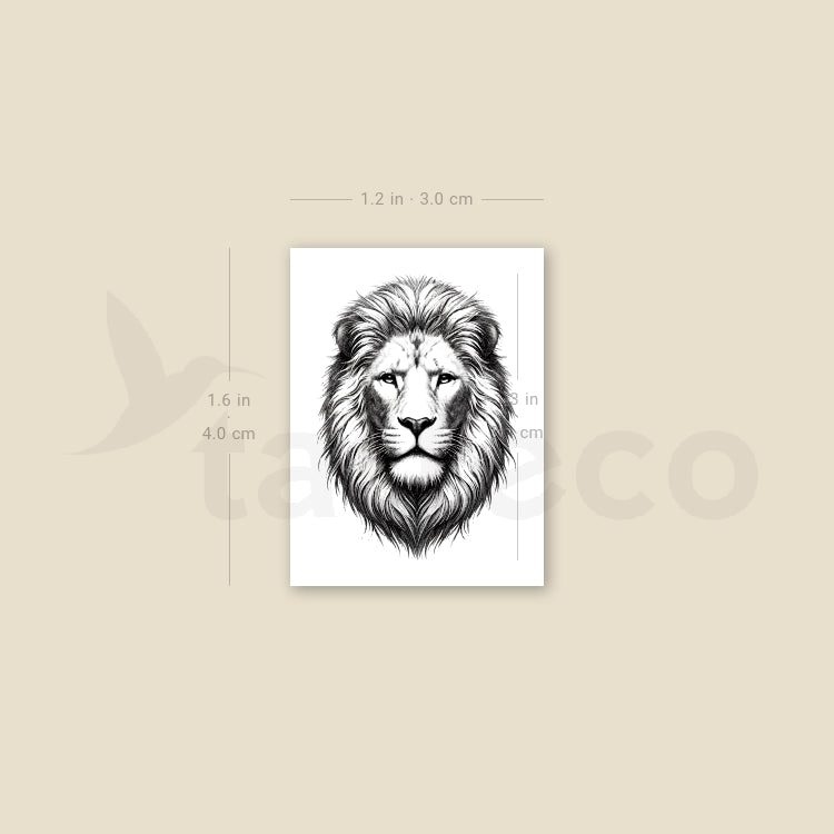 Black And Grey Lion Portrait Temporary Tattoo - Set of 3