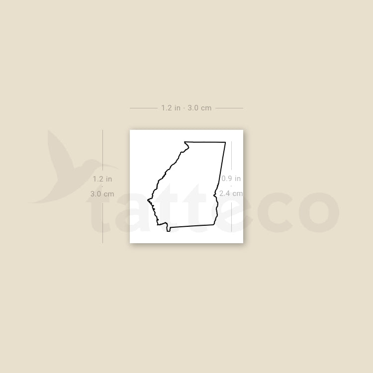 Georgia Map Outline Temporary Tattoo - Set of 3