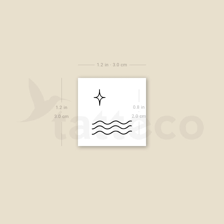Sea And Star Temporary Tattoo - Set of 3