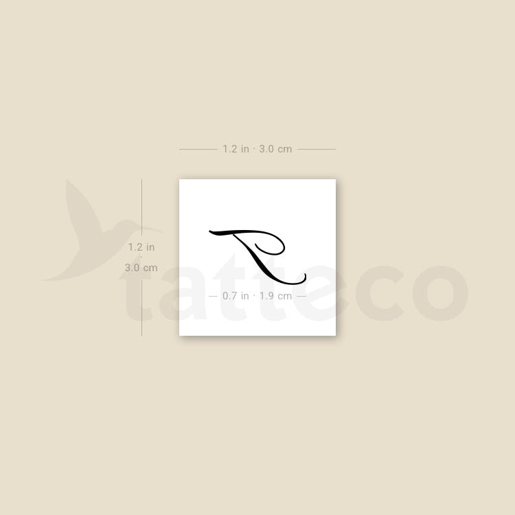 Cursive T Script Temporary Tattoo - Set of 3