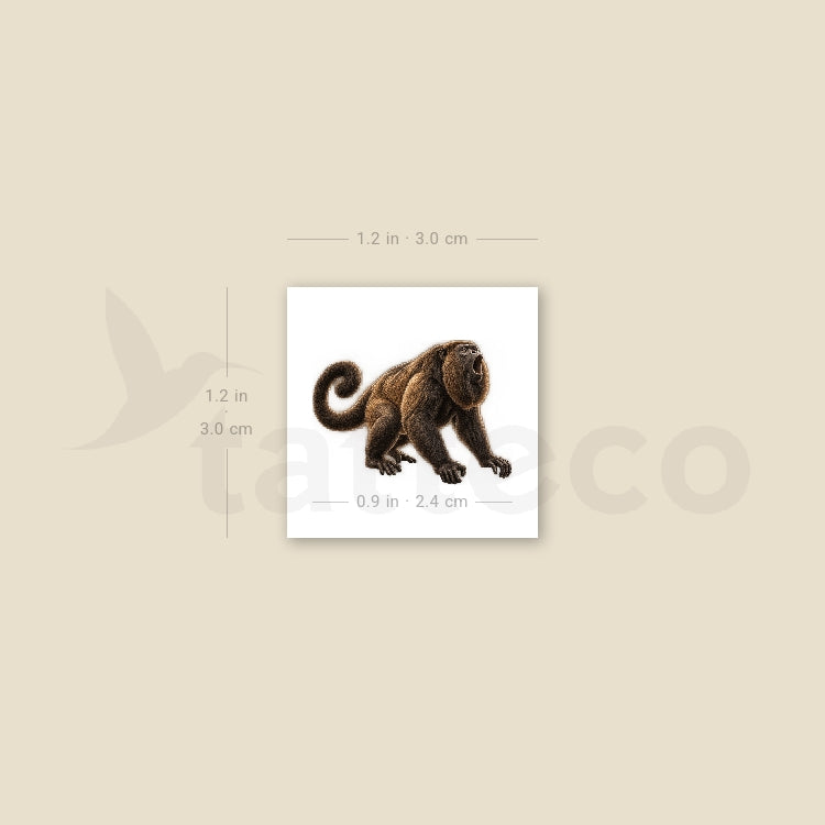 Howler Monkey Temporary Tattoo - Set of 3