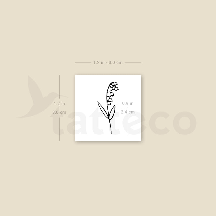 Tatuaje temporal minimalista de lirio de los valles (juego de 3)