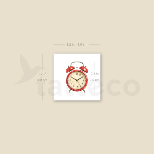 Red Alarm Clock Temporary Tattoo - Set of 3