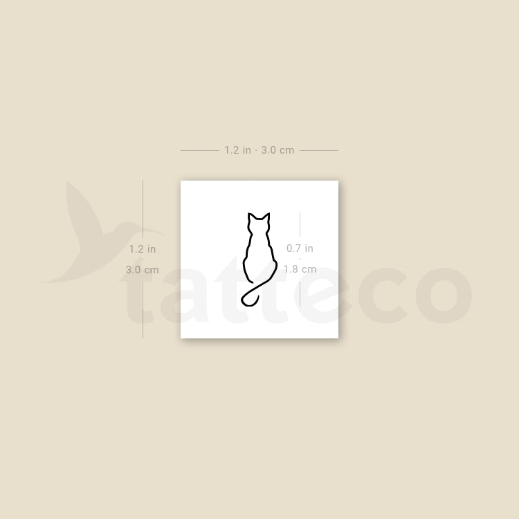 Line Art Cat Temporary Tattoo - Set of 3