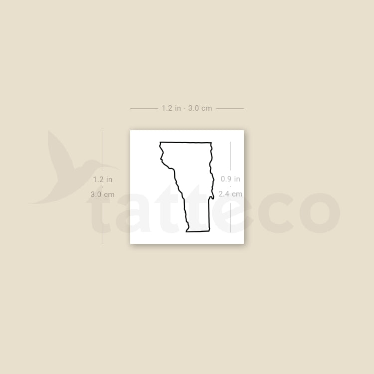 Vermont Map Outline Temporary Tattoo - Set of 3