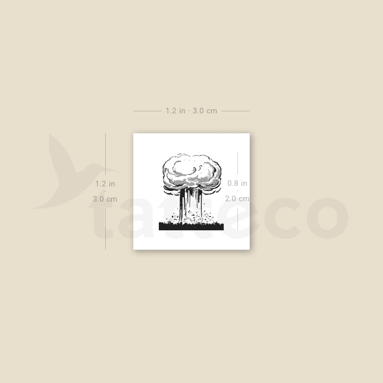 Atomic Bomb Mushroom Cloud Temporary Tattoo - Set of 3