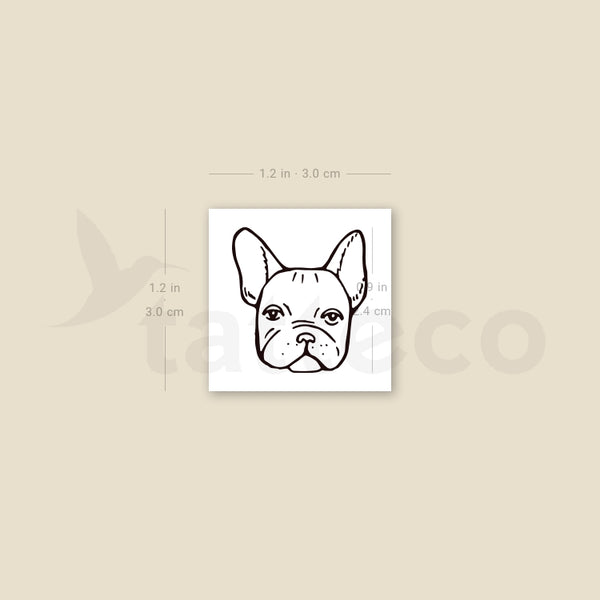 French Bulldog Portrait Temporary Tattoo - Set of 3