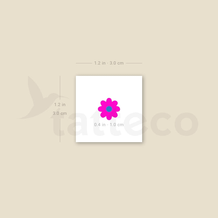 Pink Flower Temporary Tattoo - Set of 3